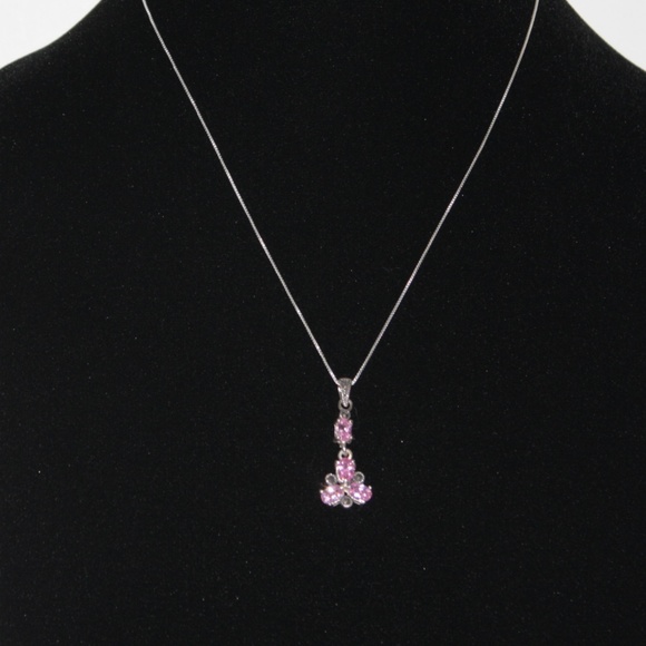 Sterling silver pink ice and marcasite necklace - Picture 3 of 5